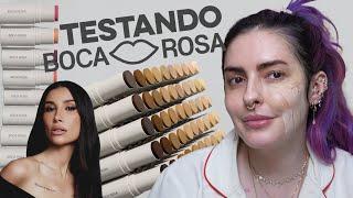 TESTANDO A NOVA BASE DA BOCA ROSA E OUTROS PRODUTOS DO PRESS KIT DELA! - Karen Bachini