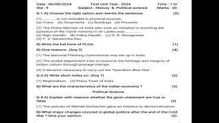 Class 9 History & Political Science Question paper | First Unit Test - 2024 | #modelquestionpaper