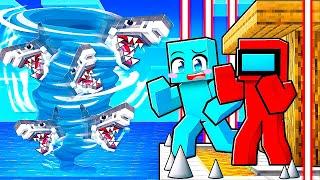 Tormenta de TIBURONES VS Base Segura en Minecraft!