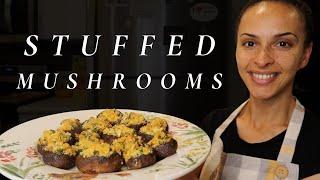 CHEESY STUFFED MUSHROOMS (vegan, gluten-free) // side dish perfection 