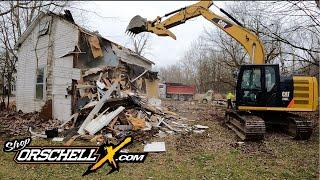 House Demolition!! CAT Excavator Demolish this old House Shed and RV. #housedemolition #excavator