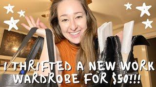I THRIFTED A NEW *WORK CLOTHES* WARDROBE AT GOODWILL / Calvin Klein,  Ralph Lauren & More!!