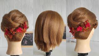 Easy hairstyle for short hair (Sanggul Modern untuk Rambut Pendek)