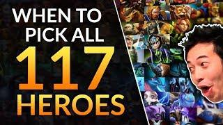 When to Pick EVERY HERO IN DOTA - 117 Drafting Tips (ALL HEROES) | Dota 2 Meta Guide