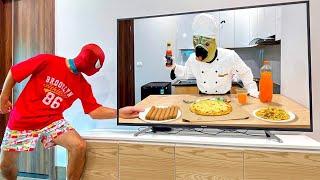 5 SPIDER-MAN Bros vs MAGIC TELEVISION ( Take a Food , Squid Game , Dinosaur ...  ) || Comedy Video
