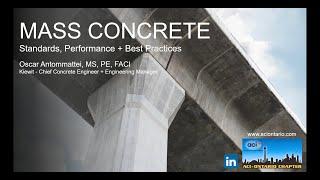 Mass Concrete: Standards, Performance and Best Practices - May 12, 2020