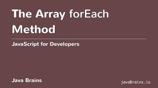 JavaScript for Developers 44 - Array for each Method