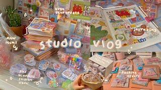 studio vlog  unboxing new products, journaling, & packing orders