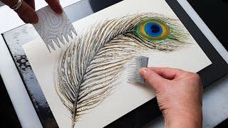 STUNNING Peacock Feather - Original AB Acrylic Swipe! | ABcreative Acrylic Pouring Tutorial