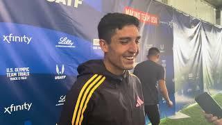 Bryce Hoppel Explains High Five With Hobbs Kessler + Reacts to Wanyonyi's 1:41.70 after 800m Heats