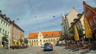 D: Große Kreisstadt Fürstenfeldbruck. Landkreis Fürstenfeldbruck. Fahrt durch die Stadt. Juni 2017