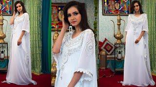 Farasha Style Kaftan With Silver Work - Farasha Moroccan Kaftan Dress - Dubai Farasha Kaftan Dress