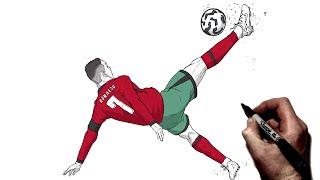 How To Draw Cristiano Ronaldo Bicycle | Step By Step | Football/Soccer