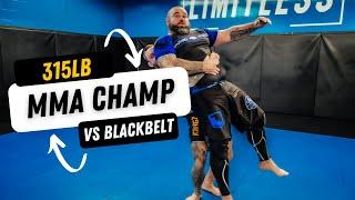 315lb Ultra Heavyweight MMA Champ Vs 185lb Black Belt | BJJ Rolling Commentary