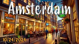 Amsterdam walking tour 4k, highest quality video/audio