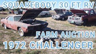 1972 Challenger, 1979 Square Body Chevy, 30 Foot Diesel RV,  Iliff, Colorado Farm Auction