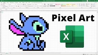 How to create pixelated Stitch using MS Excel | How to Create Excel Pixel Art | Pixel Art