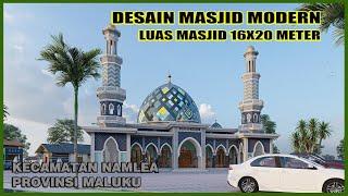 DESAIN MASJID MILIMALIS, PROVINSI MALUKU 16x20 METER DENGAN 2 MENARA  ꟾ DESAIN SANGGAR TEKNIK