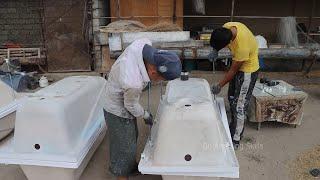 Process of Making Handmade Acrylic Bathtub | Amazing Skills  Mass Production in Factory