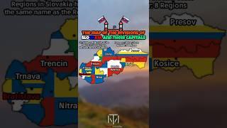 The map of the divisions of Slovakia and their capitals