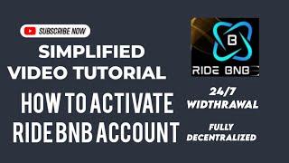 RIDE BNB SIMPLIFIED TUTORIAL HOW TO ACTIVE RIDE BNB ACCOUNT