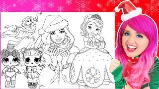 Coloring Barbie, Sofia The First, LOL Surprise & Belle Disney Princess Christmas Coloring Pages