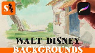 How to Paint Walt Disney  Animation Watercolor backgrounds in Procreate