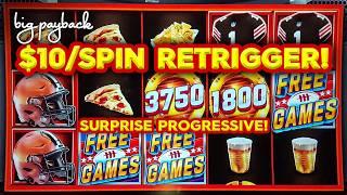 $10/Spin RETRIGGER! NFL Super Bowl Jackpots Slot - SHOCKING!