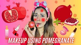 Makeup Using POMEGRANATE #challenge #funny #funnymakeup #makeup #makeupchallenge #missgarg #youtube