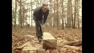 Hacking a Railroad Tie from an Oak Log - Part 2 - Shannon County Film Digitization Project