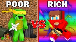 Mikey Poor Ninja vs JJ Rich Rainbow Ninja Survival Battle in Minecraft ? (Maizen)