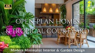 Minimalist Interior Design Tips for Open-Plan Modern Homes with Tropical Courtyards Garden