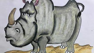 How to draw Rhinoceros | Learn Drawing For Kids | Simple Techie Artist