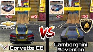 Corvette C8 vs Lamborghini Reventon Trial 1 Extreme Car Driving Simulator. #mzkgames #ios #android