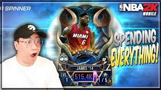 SPENDING EVERYTHING TO GET LEBRON!! NBA 2K MOBILE SUPERSTAR SPINNER PACK OPENING!!