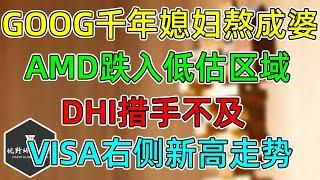 美股 GOOG千年媳妇熬成婆！AMD跌入低估区域！DHI措手不及不加不减！VISA新高走势！