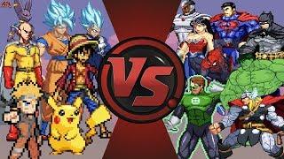 Anime vs Justice League & Avengers (Goku, Naruto, Luffy, Pikachu vs Superman, Batman, Hulk, Thor)