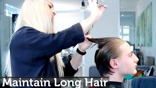 Maintaining men's long hair while growing it out