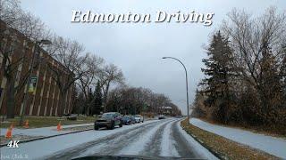 Driving - Snowfall in Fall Season, Edmonton, Alberta, Canada - November 2024