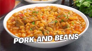 Homemade PORK AND BEANS. Hearty and rich PORK AND BEANS STEW. Recipe by Always Yummy!