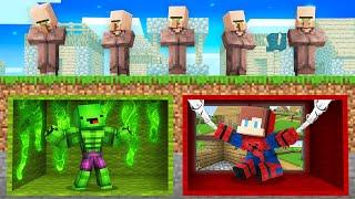 Mikey's HULK Bunker & JJ's SPIDERMAN Bunker in Minecraft - Maizen