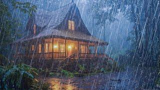 99% Fall Asleep in 3 Minutes  Sound of HEAVY RAIN, Wind and Thunder to Sleep Deeply