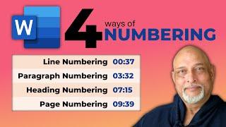 Four types of numbering in Word - Headings, Pages, Paragraphs, Lines