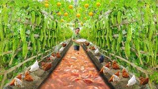 Genius Techniques for Raising Chickens and Growing Organic Vegetables! Harvesting Fresh Bitter melon