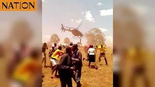 Drama as two hang onto helicopter carrying Bungoma Senator Moses Wetangula