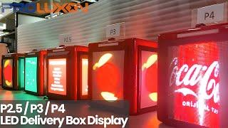 Delivery Box LED Display Screens with Motrocycles, Motorbikes, E-bikes, Scooters, Electric Vehicles