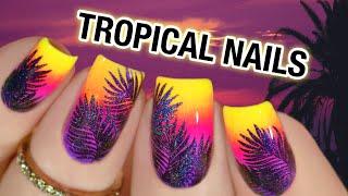  TROPICAL NAIL ART ▶ Nail Stamping With Pigment Powder (2020)