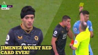 Raul Jimenez CRAYZ RED CARD vs Manchester City