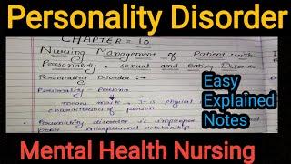 Notes Of Personality Disorder Of Mental Health Nursing (Psychiatric)  in Hindi.(Chapter 10)