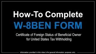 How to Complete W-8BEN Form